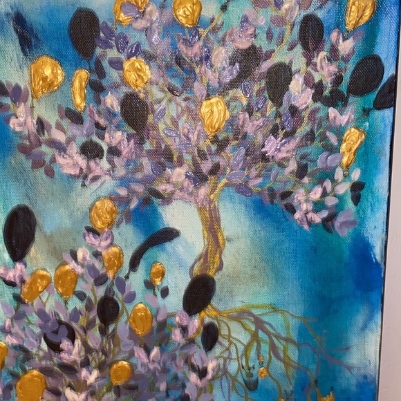 Unframed Original on Canvas in Acrylic & Acrylic Ink suspended Floating Trees - Picture 3 of 5